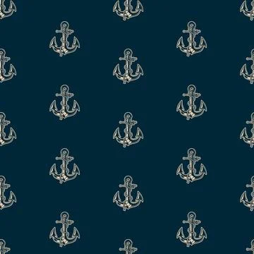 Seamless pattern with anchors. Nautical theme. Vector illustration Stock Illustration