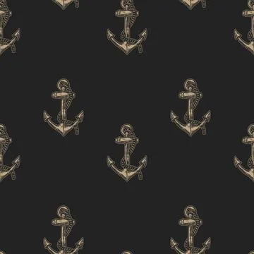 Seamless pattern with anchors. Nautical theme. Vector illustration Stock Illustration
