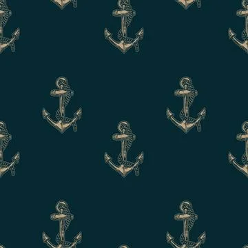 Seamless pattern with anchors. Nautical theme. Vector illustration Stock Illustration