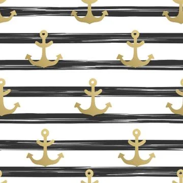 Seamless pattern with anchors.Nautical backgrounds with gold anchors .Marine Stock-Illustration