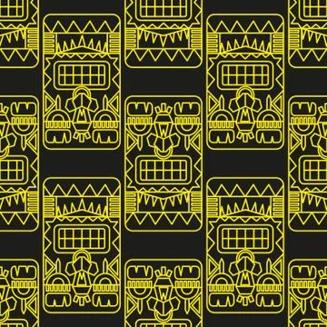 Seamless pattern ancient American ornaments Stock Illustration