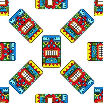 Seamless pattern ancient American ornaments Stock Illustration