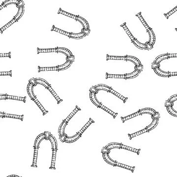 Seamless pattern Ancient architectural arch line art drawing 스톡 일러스트