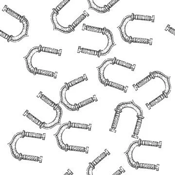 Seamless pattern Ancient architectural arch design with ornate columns Ilustración de archivo