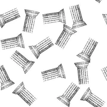 Seamless pattern Ancient column illustration featuring classical architectu.. Stock Illustration
