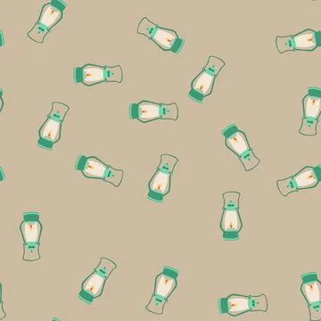Seamless pattern ancient kerosene lamp cartoon vector Illustrazione stock