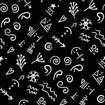 Seamless pattern with ancient runes on a black background. Vector illustratio Stockillustratie