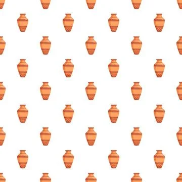 Seamless pattern with ancient terracotta pottery vessels Stockillustratie