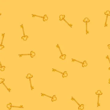 Seamless pattern ancieny key vintage cartoon vector Stock Illustration