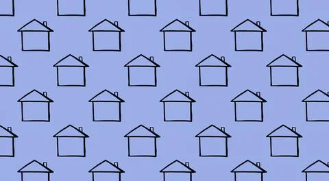 Seamless pattern and background of simple shape houses Illustrazione stock