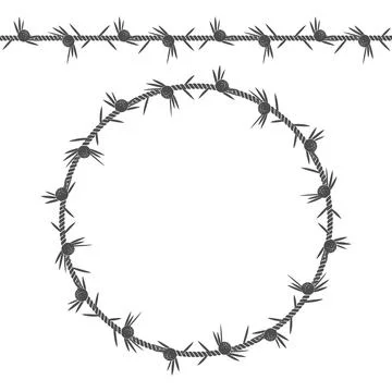 Seamless pattern and frame of the cord with juniper. Stock Illustration