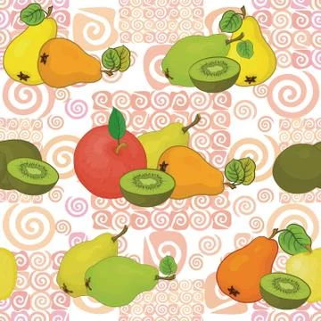 Seamless pattern and fruits Illustrazione stock