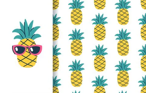 Seamless pattern and pineapple print Stock Illustration