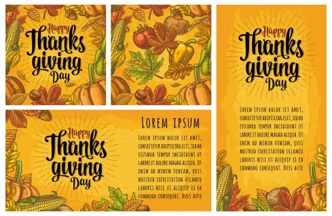 Seamless pattern and poster with Happy thanksgiving Day Illustrazione stock