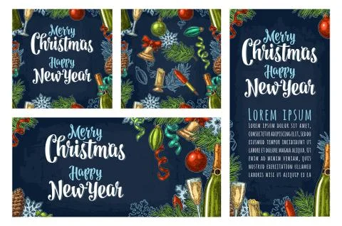 Seamless pattern and posters with Happy New Year 2018 lettering Stock Illustration