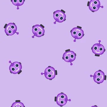 Seamless pattern android robot head cartoon vector 库存插图