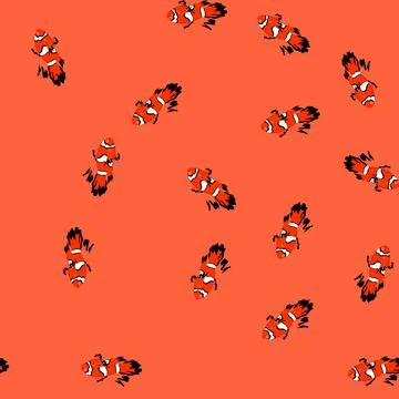 Seamless pattern anemone clown fish cartoon vector Illustrazione stock
