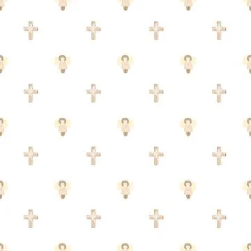 Seamless pattern of angel and jesus cross. pattern for baby's baptism, design of Stock-Illustration
