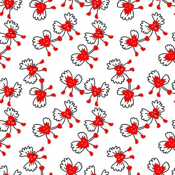 Seamless pattern with angel hearts Illustrazione stock