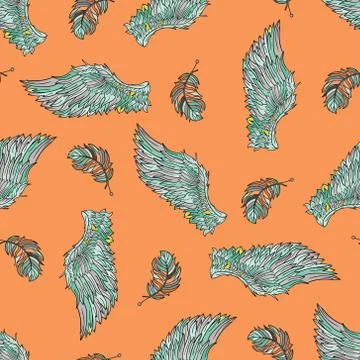 Seamless pattern with angel wings. Stock Illustration