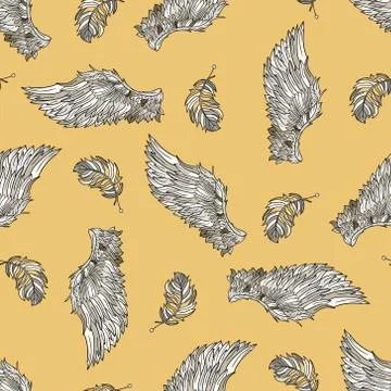 Seamless pattern with angel wings Stock Illustration