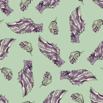 Seamless pattern with angel wings Stock Illustration