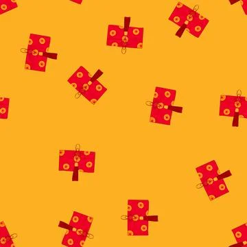 Seamless pattern angpao red envelope with chinese knot and tassel Stock Illustration