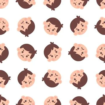 Seamless Pattern of Angry Crying Boy Emoticons in Rotating Styles on White Illustrazione stock