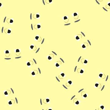 Seamless pattern angry eye emotions cartoon vector Stock Illustration