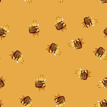 Seamless pattern animal bee character cartoon vector イラスト素材