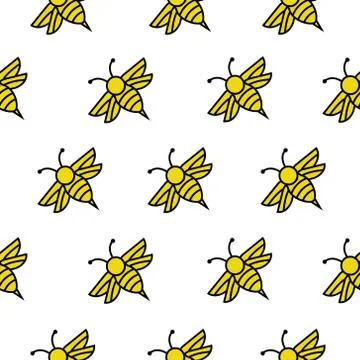Seamless pattern animal bee on white background Stock Illustration