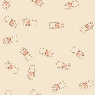 Seamless pattern animal cat paw cartoon vector 库存插图