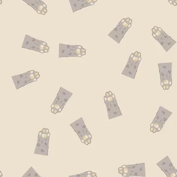 Seamless pattern animal cat paw cartoon vector 스톡 일러스트