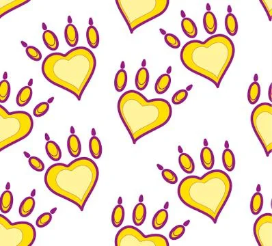 Seamless pattern with animal paw track isolated on white background. Abstract Stock Illustration
