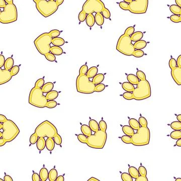 Seamless pattern with animal paw trail isolated on white background. Funny Kids Stock Illustration