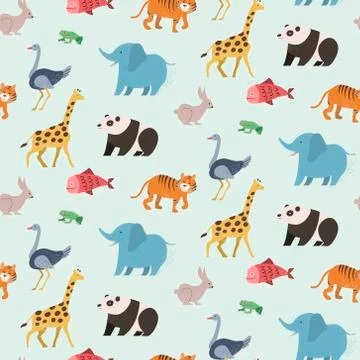 Seamless pattern of animal set イラスト素材