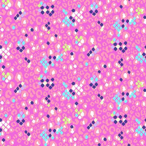 Seamless pattern animal skin wild design. Skin pink background with snake and Stockillustratie