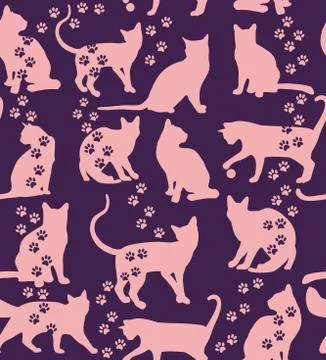 Seamless pattern of animals cats colors surface background Stock Illustration