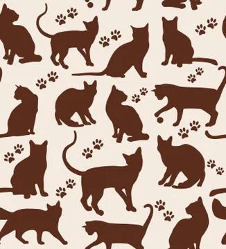Seamless pattern of animals cats colors surface background Stock Illustration