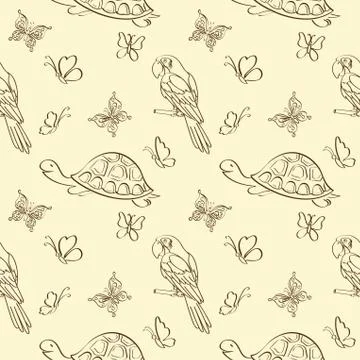 Seamless pattern, animals contours Stock Illustration