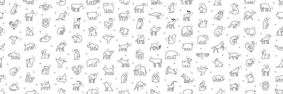 Seamless pattern with Animals icons Stock Illustration