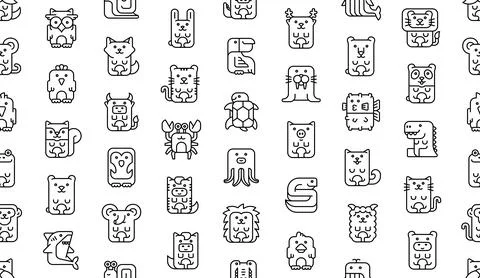 Seamless pattern with Animals icons Stock Illustration