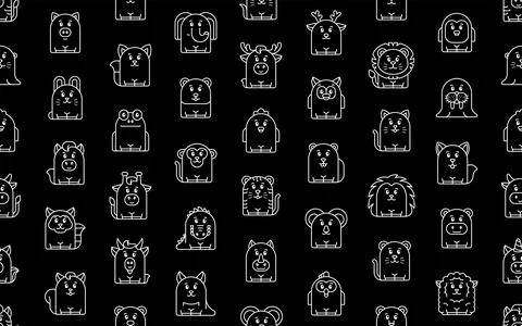 Seamless pattern with Animals icons Stock Illustration