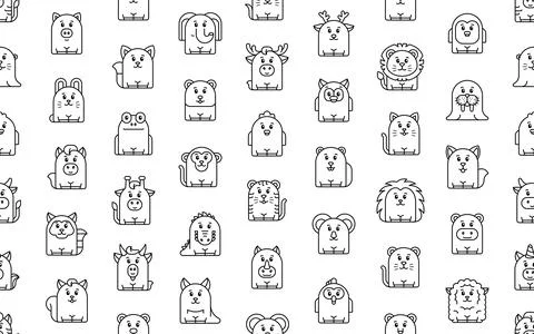 Seamless pattern with Animals icons Stock Illustration