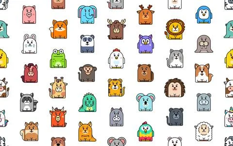 Seamless pattern with Animals icons Stock Illustration