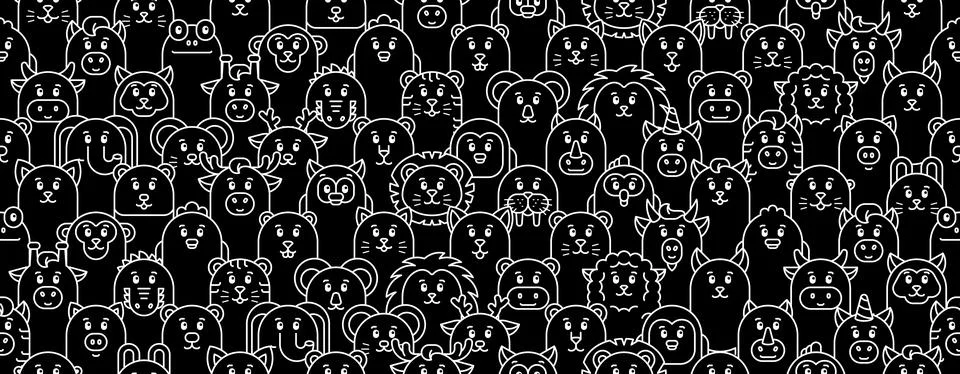 Seamless pattern with Animals icons Stock Illustration
