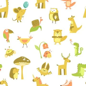 Seamless pattern of animals Stock Illustration