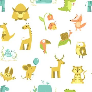 Seamless pattern of animals Illustrazione stock