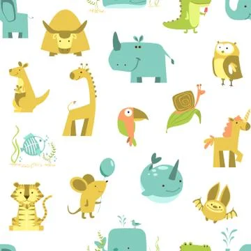 Seamless pattern of animals Illustrazione stock
