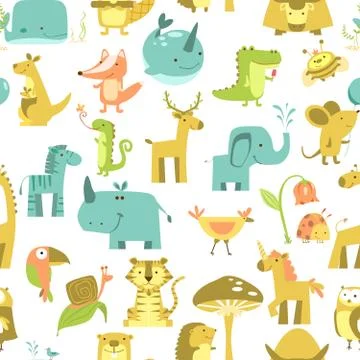 Seamless pattern of animals Illustrazione stock